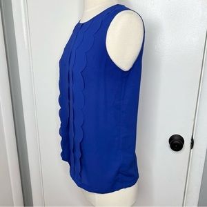 Banana Republic Royal Blue Scallop Ruffle Sleeveless Blouse